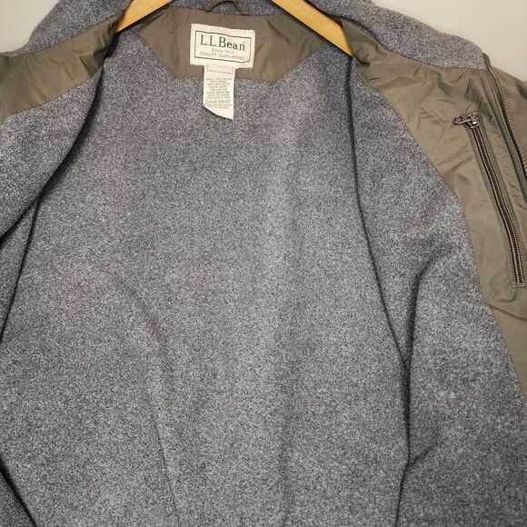 Vintage LL Bean Bomber Jacket Fleece Lined Mens XL Olive Military Green - Picture 6 of 12